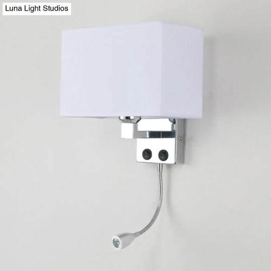 Modern Fabric Rectangle Spotlight Wall Lamp - Nordic Style 1-Light Black/Flaxen/Beige Mounted