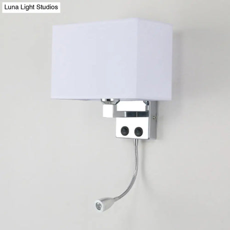 Modern Fabric Rectangle Spotlight Wall Lamp - Nordic Style 1-Light Black/Flaxen/Beige Mounted