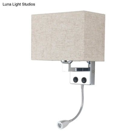 Modern Fabric Rectangle Spotlight Wall Lamp - Nordic Style 1-Light Black/Flaxen/Beige Mounted