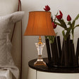 Modern Fabric Wide Flare 1-Head Night Table Lamp In Brown For Bedside