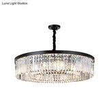 Modern Faceted Crystal 4-Headed Tiered Circle Chandelier - Black