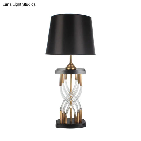 Modern Flare Crystal Table Lamp With Gold Accent - Ideal For Study And Reading