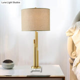 Modern Flaxen Reading Lamp: 1-Bulb Dining Room Task Light With Fabric Shade