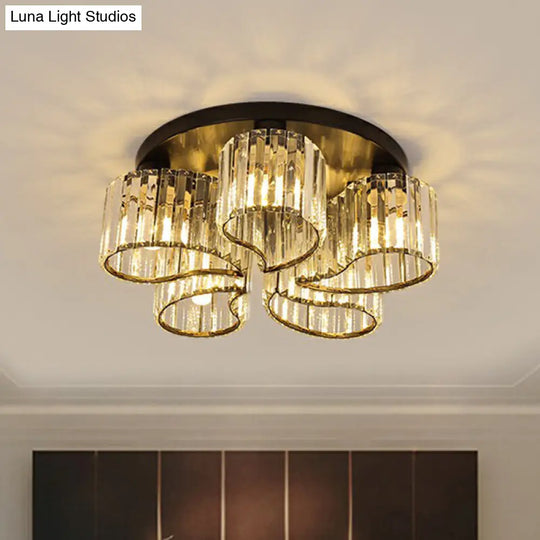 Modern Floral Flush Mounted Ceiling Lamp With Clear Crystal Prism For Dining Room Lighting 5 /