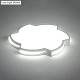 Modern Floral Led Ceiling Lamp For Bedroom/Balcony - White Flush Mount Light / 16
