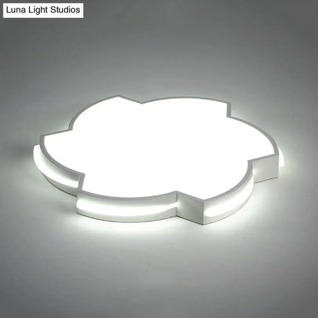 Modern Floral Led Ceiling Lamp For Bedroom/Balcony - White Flush Mount Light / 16