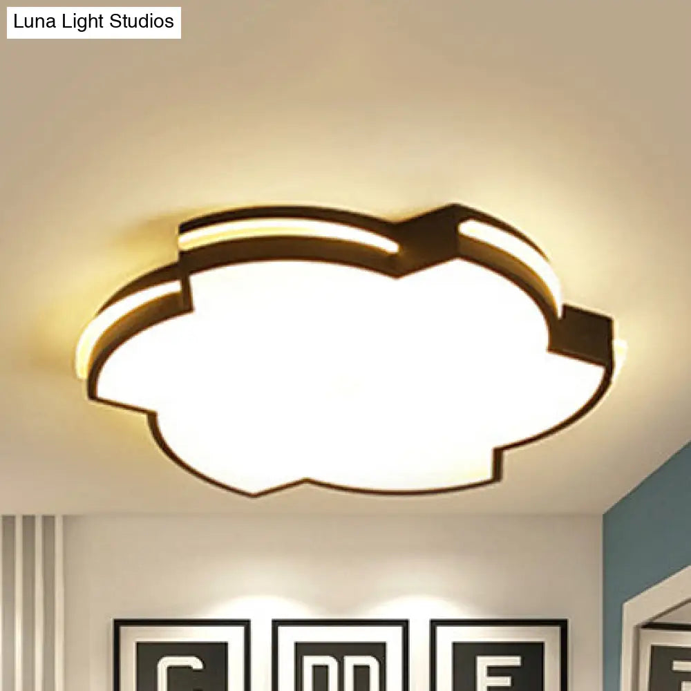 Modern Floral Led Ceiling Lamp For Bedroom/Balcony - White Flush Mount Light Black / 16 Warm