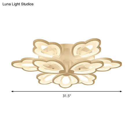 Modern Floral Led Ceiling Light With Acrylic Shade And 3/5/9 Lights In White/Warm/Natural Tone -