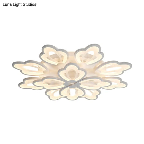 Modern Floral Led Ceiling Light With Acrylic Shade And 3/5/9 Lights In White/Warm/Natural Tone -