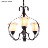 Modern Floral Suspension Lamp: Milk Glass Chandelier With 3/5/8 Red Brown Heads