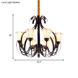 Modern Floral Suspension Lamp: Milk Glass Chandelier With 3/5/8 Red Brown Heads