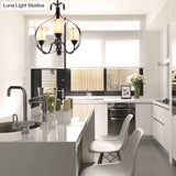 Modern Floral Suspension Lamp: Milk Glass Chandelier With 3/5/8 Red Brown Heads