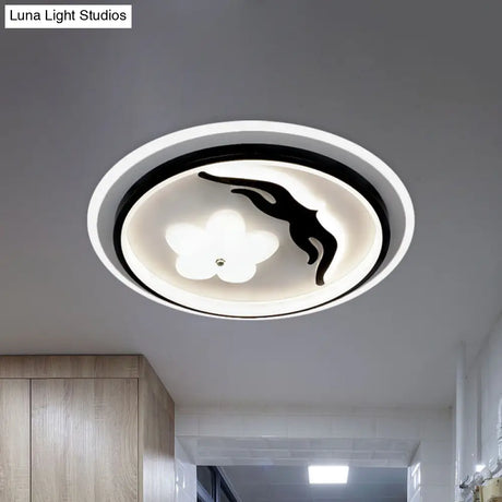 Modern Flower - Inspired Black Acrylic Led Flush Mount Light For Bedroom (Customizable In 15 Days)
