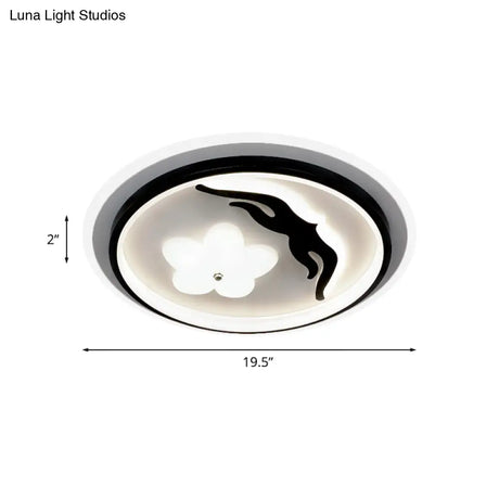 Modern Flower - Inspired Black Acrylic Led Flush Mount Light For Bedroom (Customizable In 15 Days)