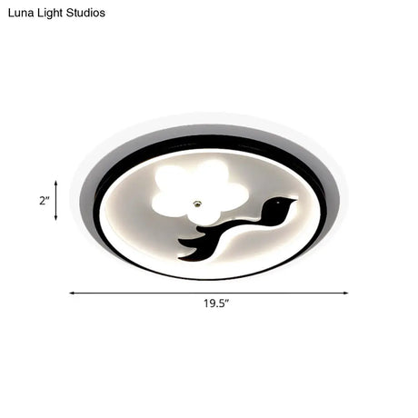 Modern Flower - Inspired Black Acrylic Led Flush Mount Light For Bedroom (Customizable In 15 Days)