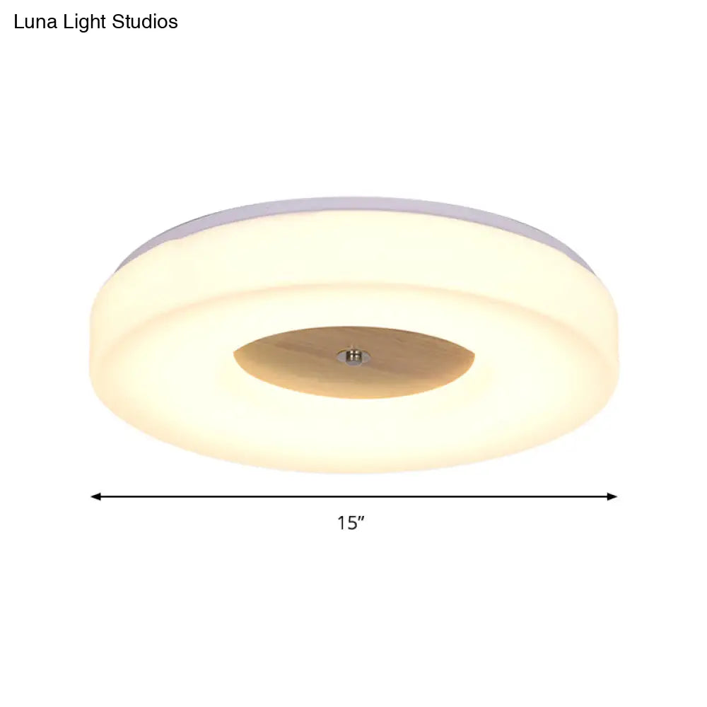 Modern Flush Ceiling Light - Wood And Acrylic Construction Led 8’/13’/15’/19’ Wide Warm