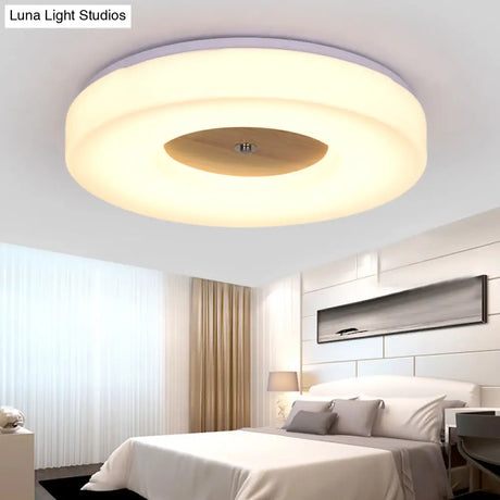 Modern Flush Ceiling Light - Wood And Acrylic Construction Led 8/13/15/19 Wide Warm Lighting Ideal