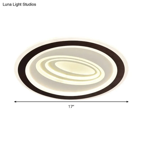 Modern Flush Mount Ceiling Light With Acrylic Led Black & White 3-Gear Settings