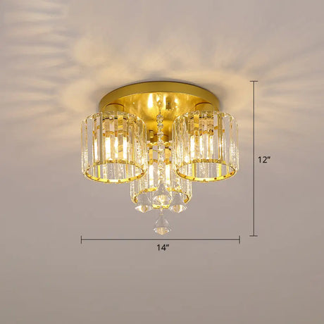 Modern Flush Mount Crystal Ceiling Light For Living Room 3 / Gold