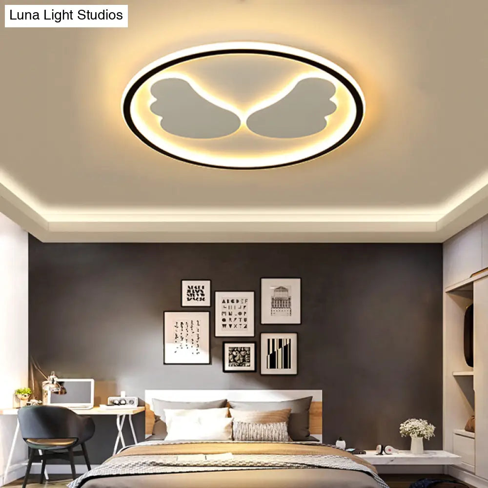 Modern Flush Mount Led Ceiling Light With Black Ring Acrylic Lamp For Kitchen / 16 Warm