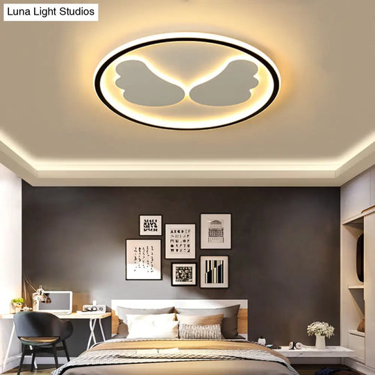 Modern Flush Mount Led Ceiling Light With Black Ring Acrylic Lamp For Kitchen / 16 Warm