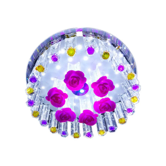 Modern Flush Mount Led Spotlight Crystal Ceiling Lamp - Simple Blossom Design