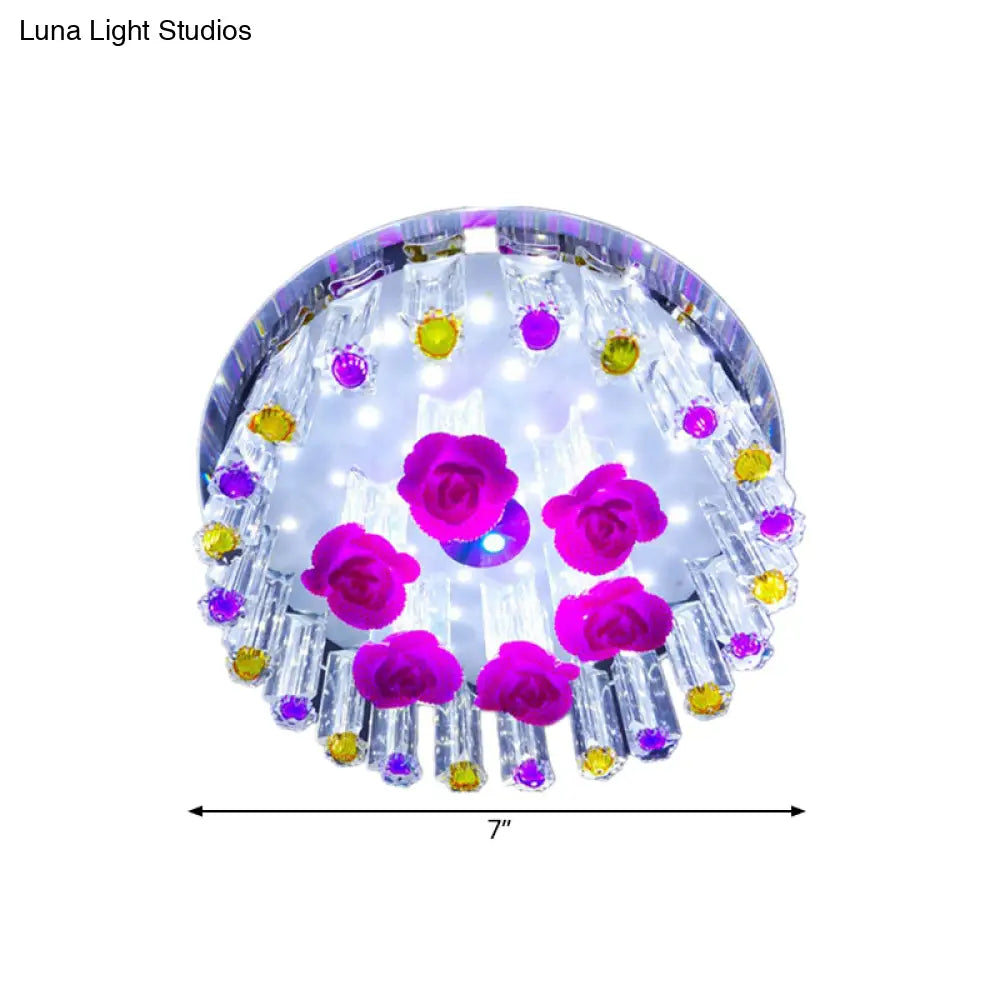 Modern Flush Mount Led Spotlight Crystal Ceiling Lamp - Simple Blossom Design
