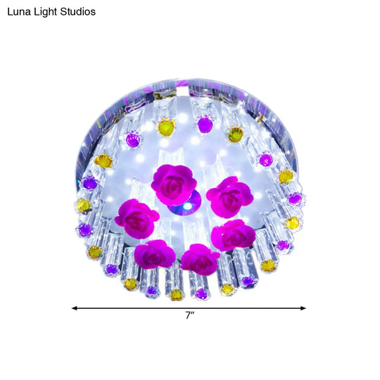 Modern Flush Mount Led Spotlight Crystal Ceiling Lamp - Simple Blossom Design