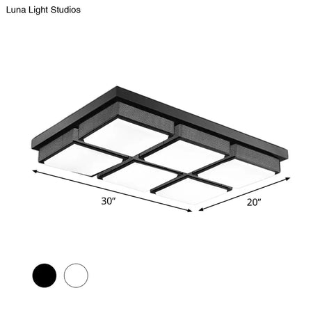Modern Flush Mount Light With Acrylic Panels - Black/White 6/9 Lights Warm/White Living Room