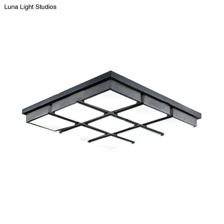 Modern Flush Mount Light With Acrylic Panels - Black/White 6/9 Lights Warm/White Living Room