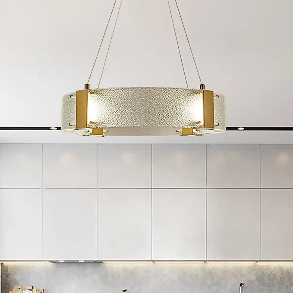 Modern Frosted Glass Pendant Chandelier - Circular Design 6-Headed Gold Suspension Lamp