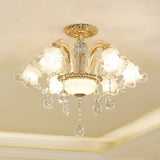 Modern Frosted Glass Pendant Lamp With Crystal Ball – Elegant Gold Corridor Chandelier 6 /