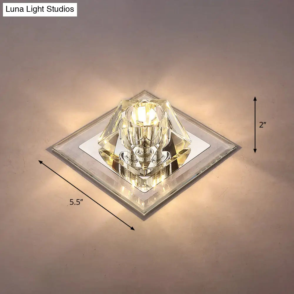 Modern Gemstone Ceiling Light With Crystal Accents And Led Lighting For Corridors Clear / Warm