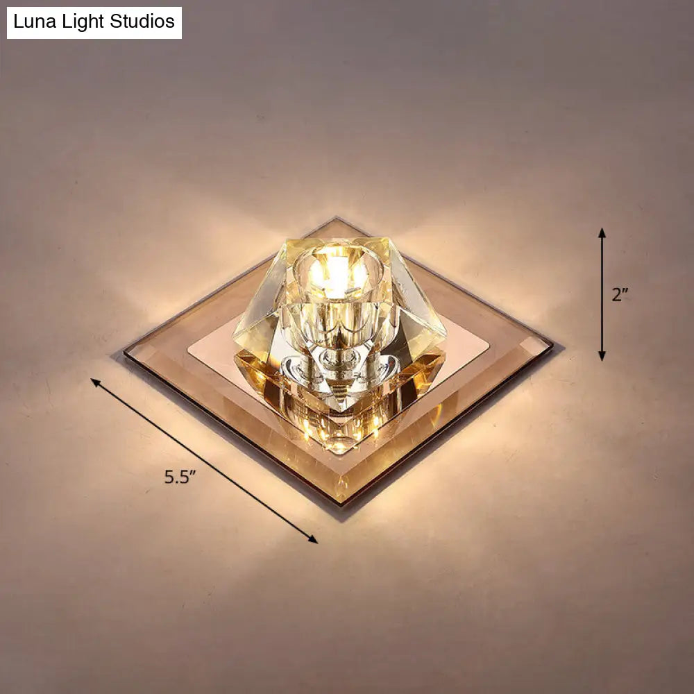 Modern Gemstone Ceiling Light With Crystal Accents And Led Lighting For Corridors Tan / Warm