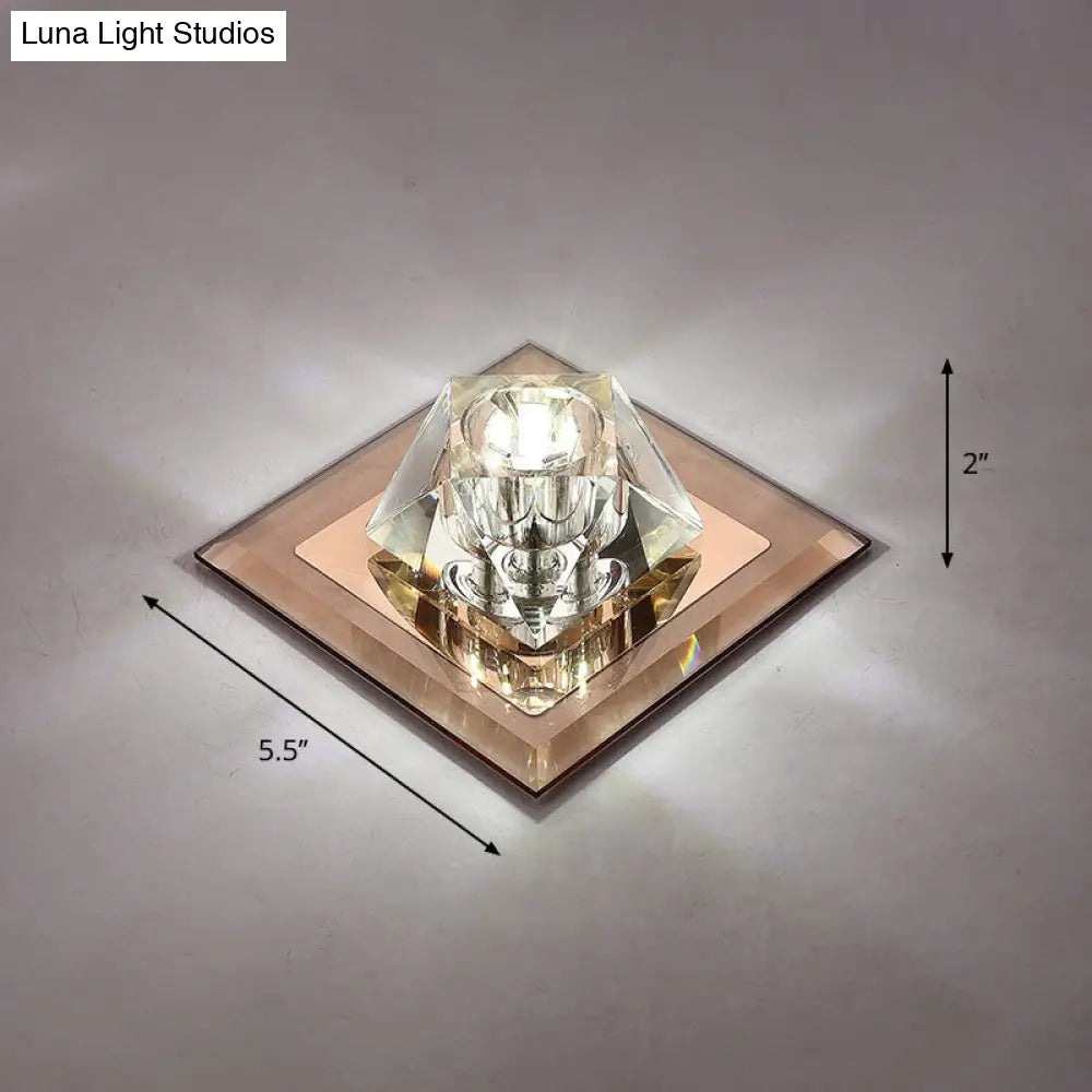 Modern Gemstone Ceiling Light With Crystal Accents And Led Lighting For Corridors Tan / White