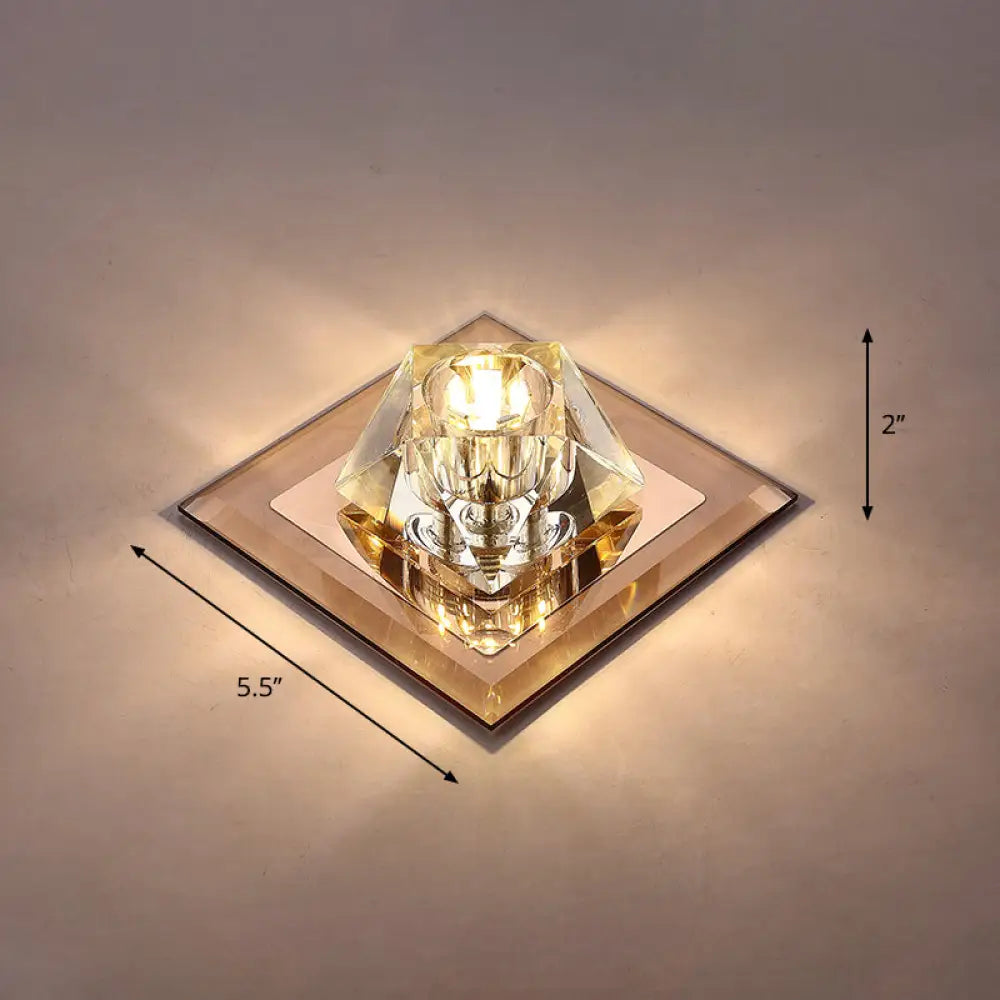 Modern Gemstone Ceiling Light With Crystal Accents And Led Lighting For Corridors Tan / Warm
