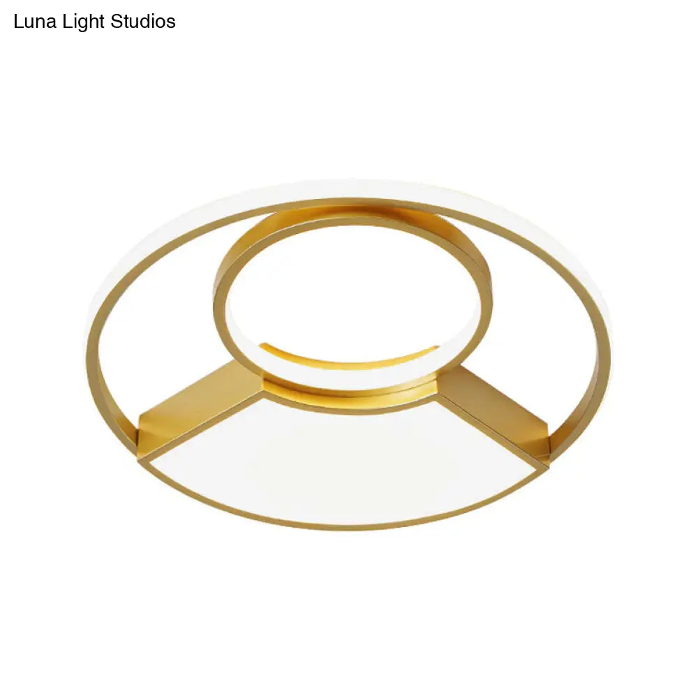 Modern Geometric Acrylic Flush Mount Led Ceiling Light Gold Finish In Warm/White 18/22 Width