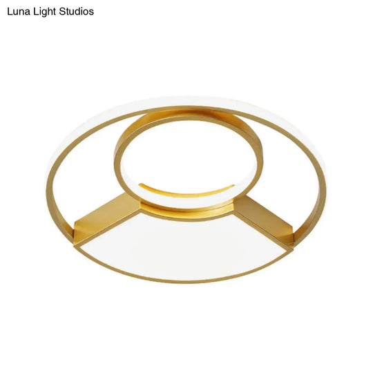 Modern Geometric Acrylic Flush Mount Led Ceiling Light Gold Finish In Warm/White 18/22 Width