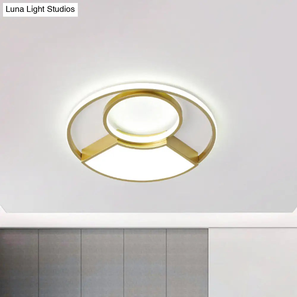 Modern Geometric Acrylic Flush Mount Led Ceiling Light Gold Finish In Warm/White 18’/22’ Width