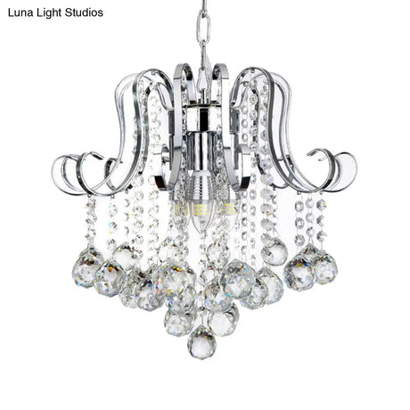 Modern Geometric Crystal Ball Pendant Light - Chrome Finish - 4 Lights Chrome