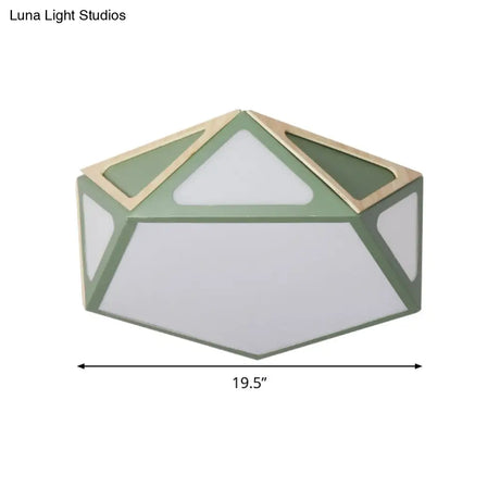 Modern Geometric Flush Light: Acrylic White/Pink/Yellow Led Ceiling Fixture Warm/White Light