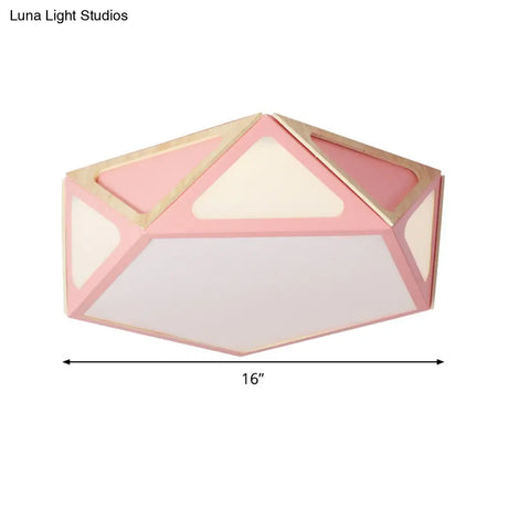 Modern Geometric Flush Light: Acrylic White/Pink/Yellow Led Ceiling Fixture Warm/White Light
