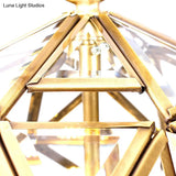 Modern Geometric Glass Chandelier - 3 Heads Ceiling Hanging Light For Living Room