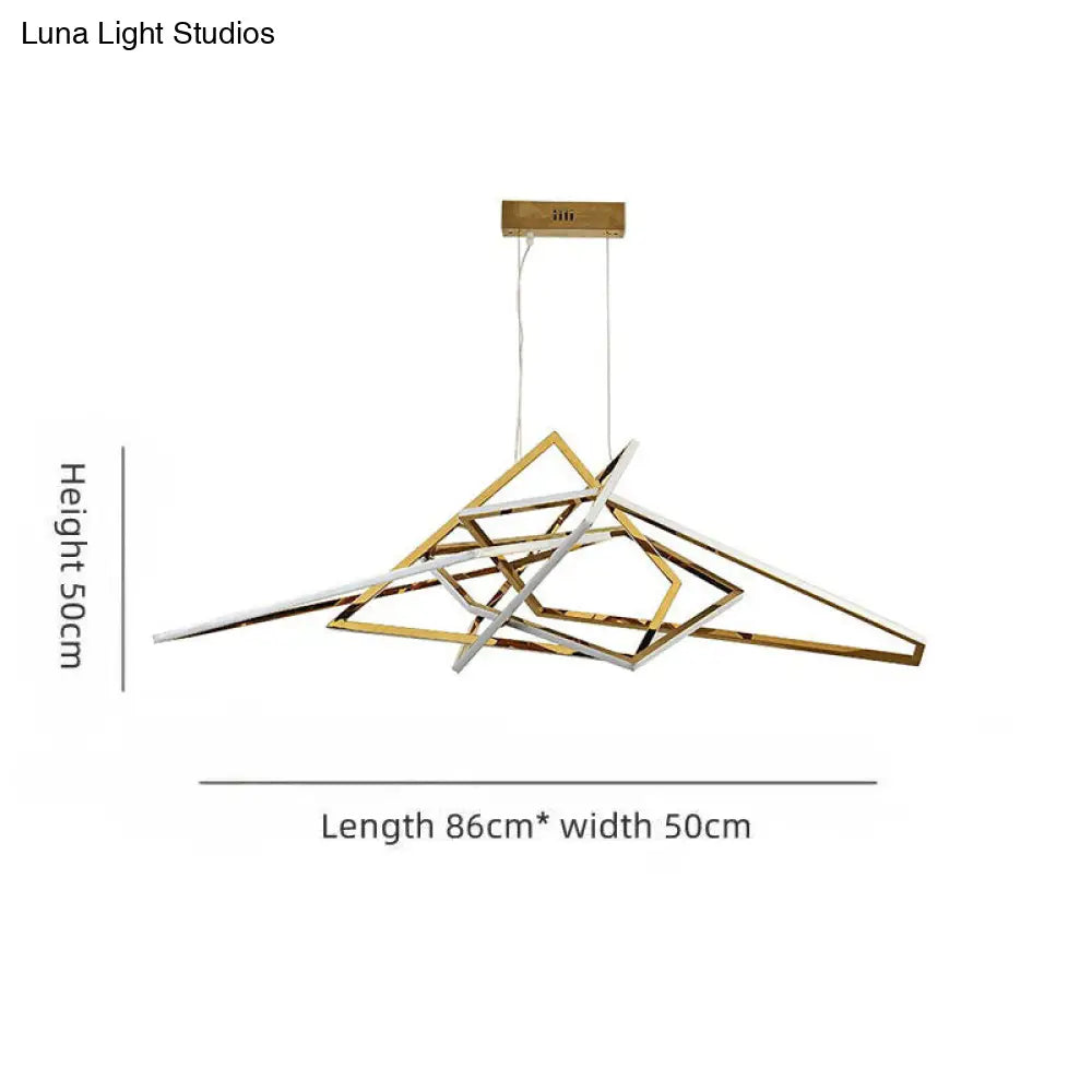Modern Geometric Gold Led Light Chandelier L86 X W50 H50Cm (L33.9 W19.7 H19.7) / Warm White