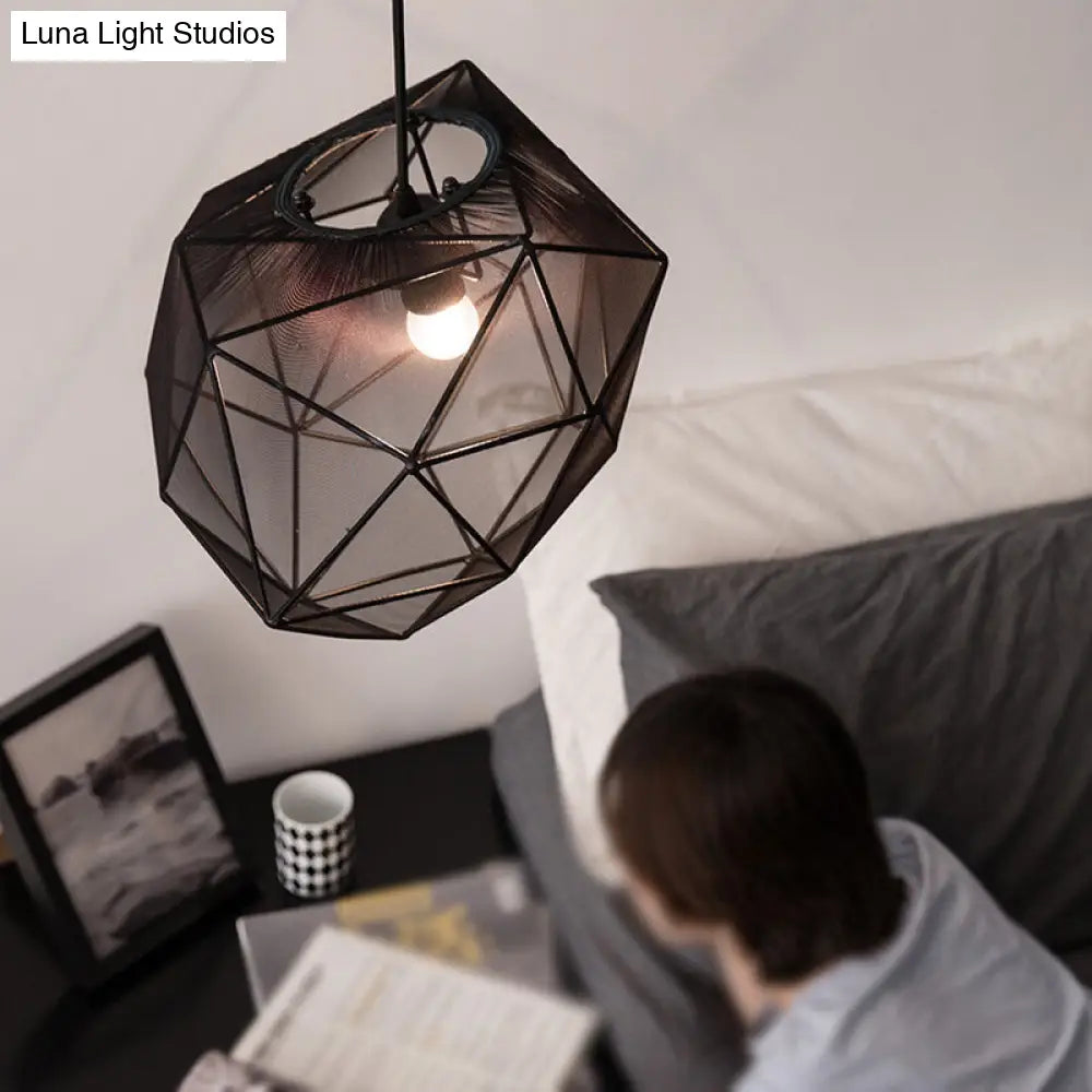 Modern Geometric Bedroom Pendant In Black/White - Sleek Hanging Lighting Fixture Black