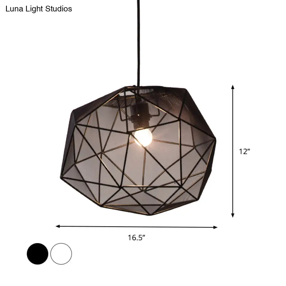 Modern Geometric Bedroom Pendant In Black/White - Sleek Hanging Lighting Fixture