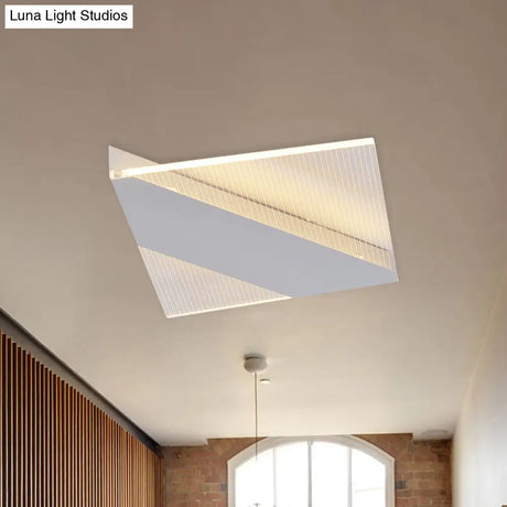 Modern Geometric Led Ceiling Lamp - Black/White/Gold Flush Mount For Bedroom White/Warm Light