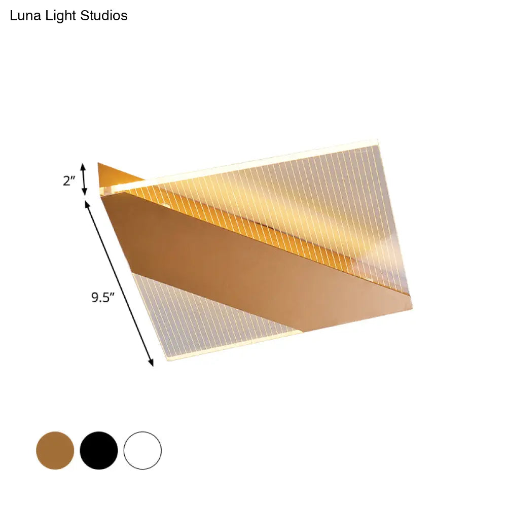 Modern Geometric Led Ceiling Lamp - Black/White/Gold Flush Mount For Bedroom White/Warm Light