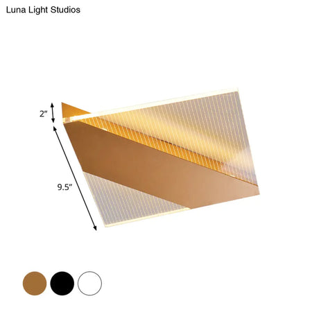 Modern Geometric Led Ceiling Lamp - Black/White/Gold Flush Mount For Bedroom White/Warm Light