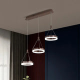 Modern Geometric LED Ceiling Lamp Metallic Finish 3 Bulbs Dining Room Light Fixture Coffee / Warm / Round